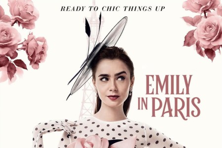 Lily Collins mặc đầm Đỗ Mạnh Cường trên poster phim Emily in Paris