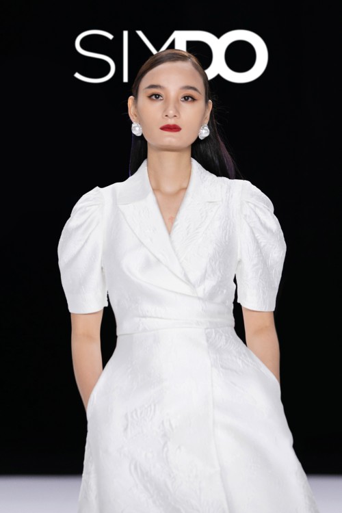 White Midi Brocade Wraparound Dress