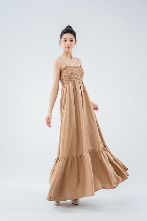 Sixdo Strappy Midi Linen Dress
