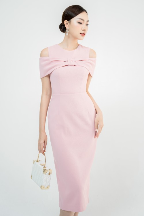Sixdo Pink Cape Midi Woven Dress