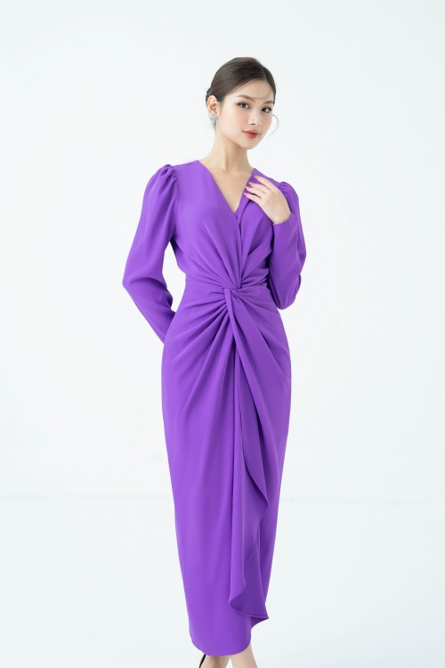 Sixdo Sarong Midi Silk Dress
