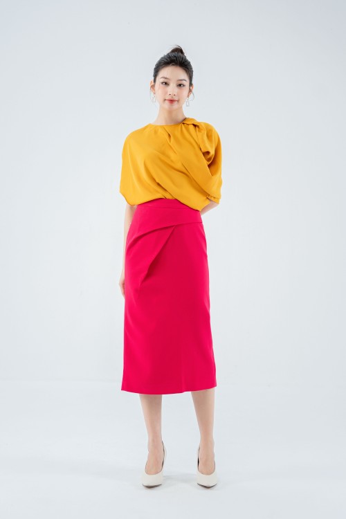 Sixdo Split-back Midi Woven Skirt (Chân váy)
