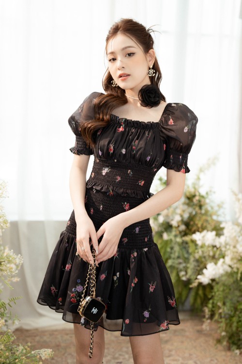 Sixdo Z-Black Floral Mini Skirt (Chân váy)