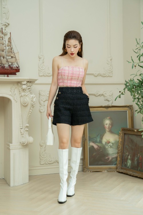 Black Short Tweed Pants