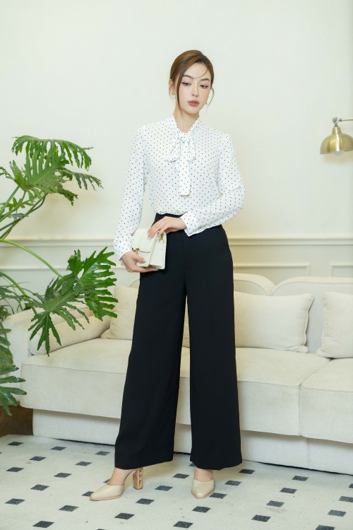 Black High Waisted Wide Leg Woven Pants