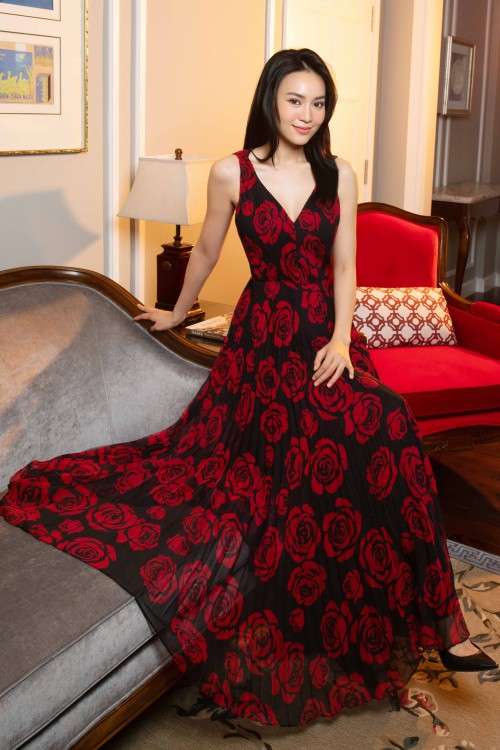 Black Rose Maxi Voile Dress