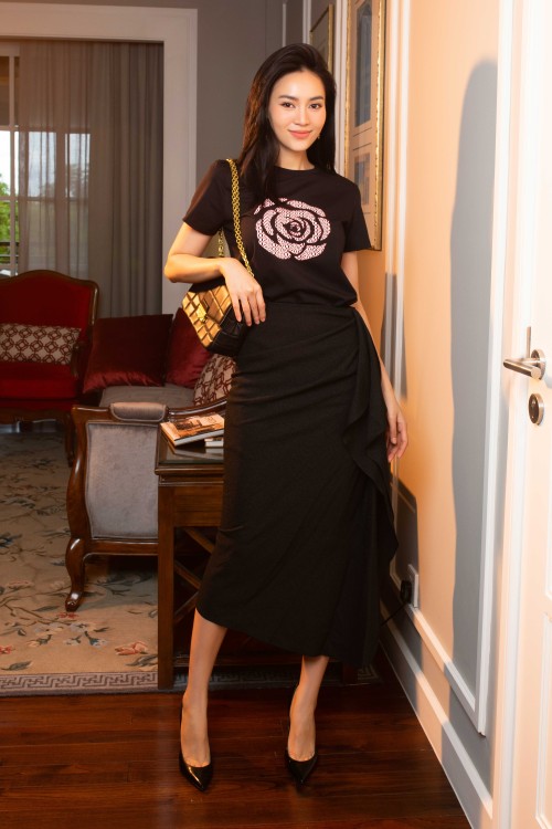 Black Sarong Midi Woven Skirt