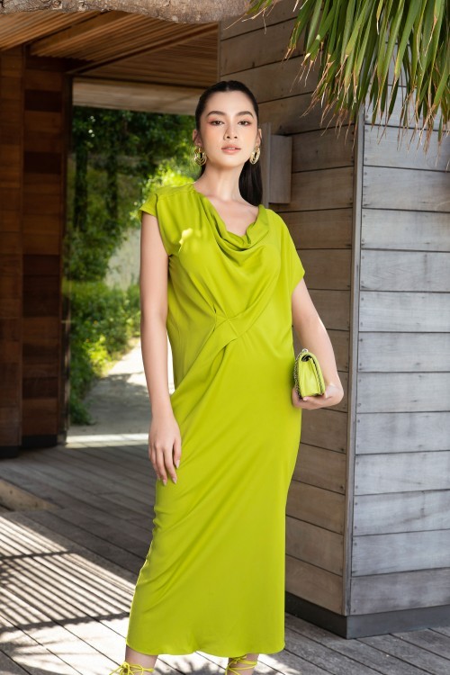 Green Midi Silk Dress