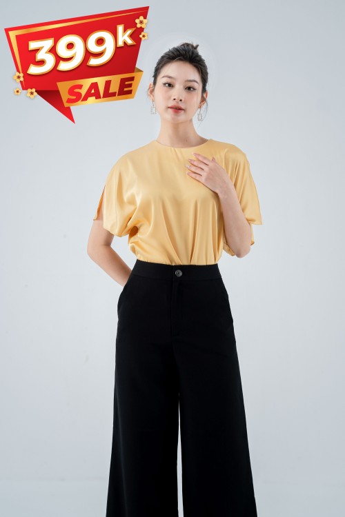 Yellow Short Sleeves Silk Shirt (Áo nữ)