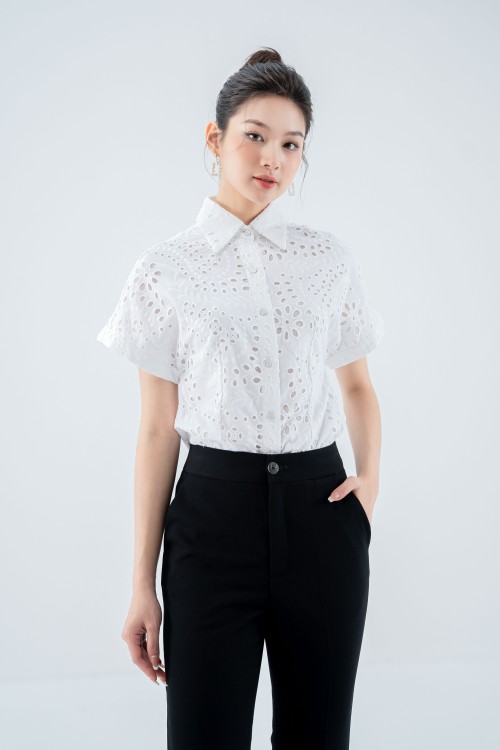 Top With Cutwork Embroidery (Áo nữ)