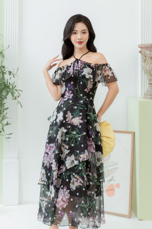 Black Lily Midi Voile Dress
