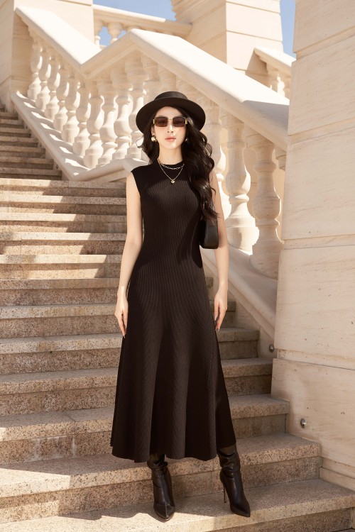 Black Midi Woven Dress