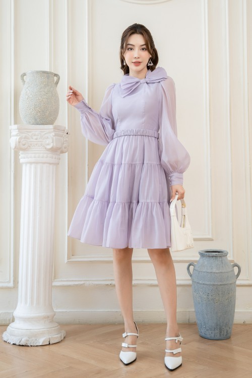 Light Purple Ruffle Mini Dress