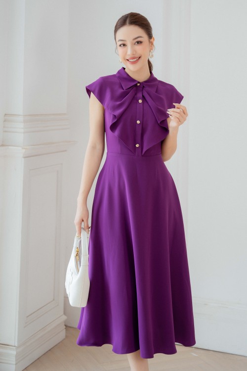 Dark Violet Midi Silk Dress
