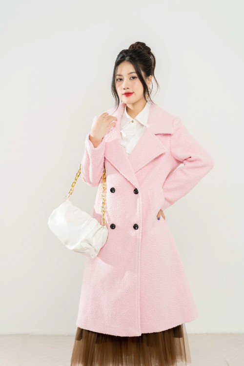 Light Pink Long Tweed Coat