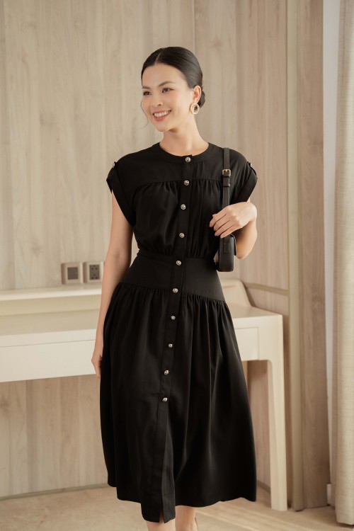 Black Midi Silk Dress