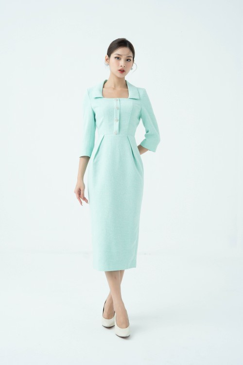 Mint Midi Tweed Dress