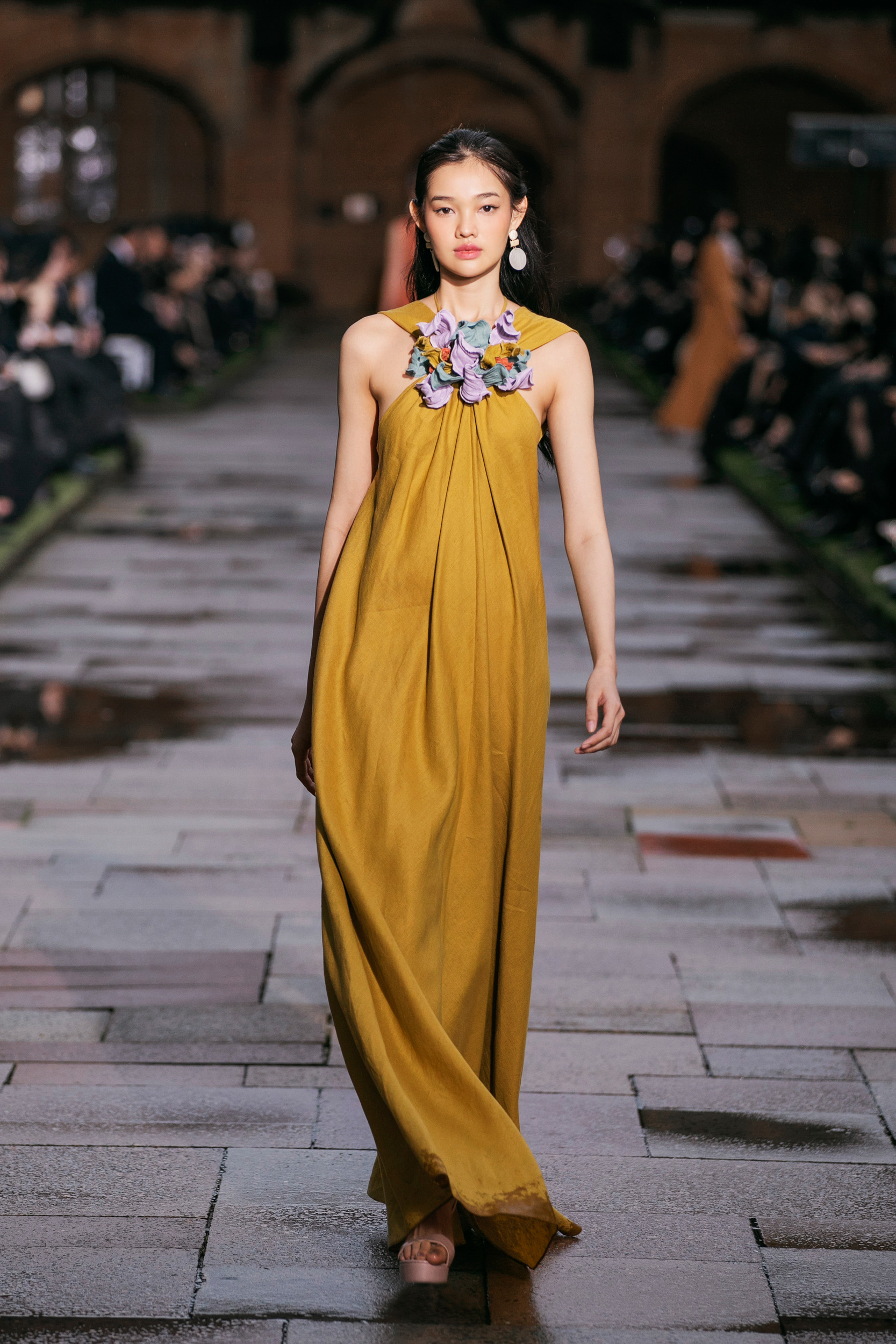 Dresses - Wheat Halter-neck Midi Linen Dress (Freesize)