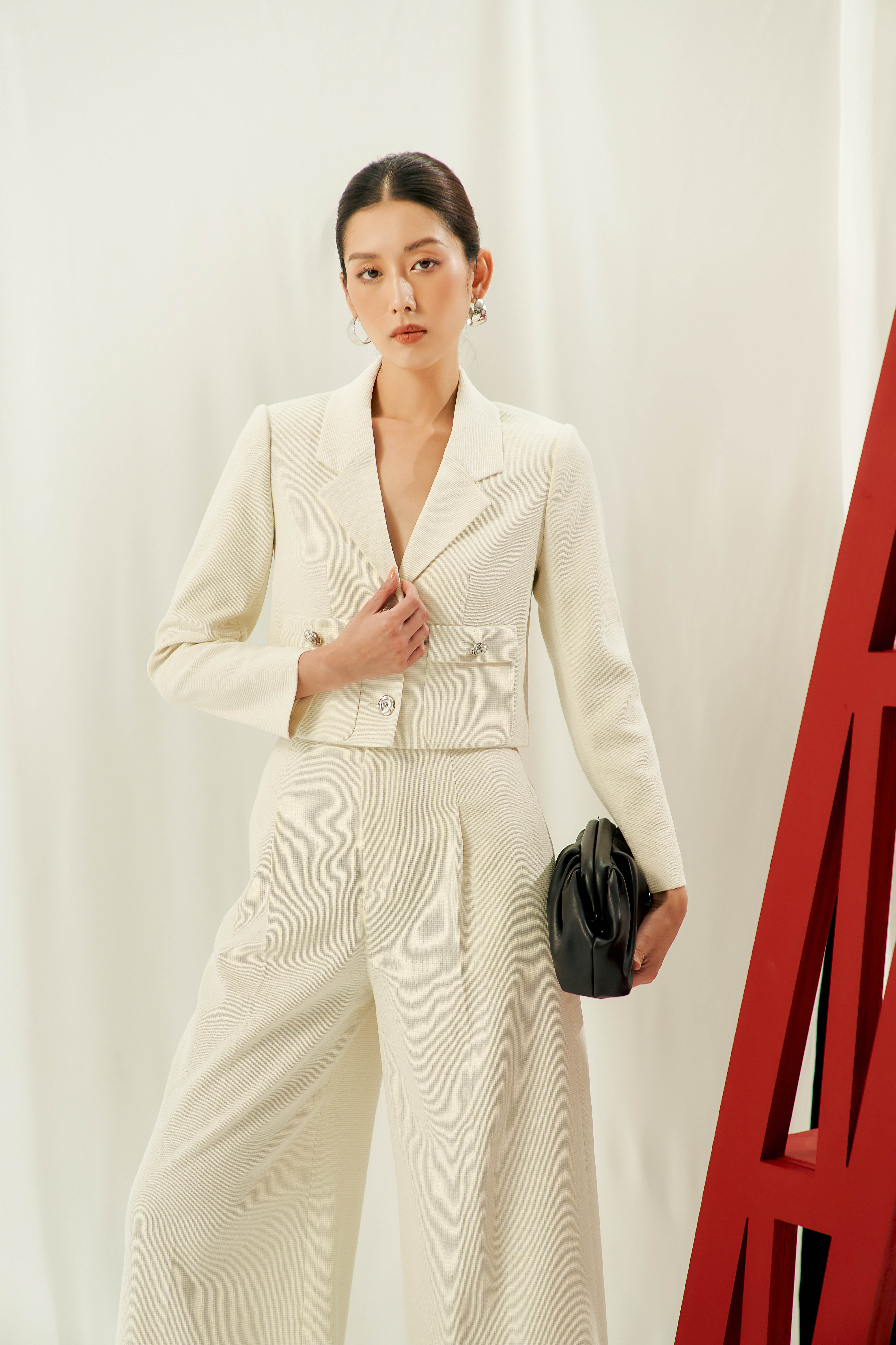 Quần nữ - Cream Wide Leg Woven Pants