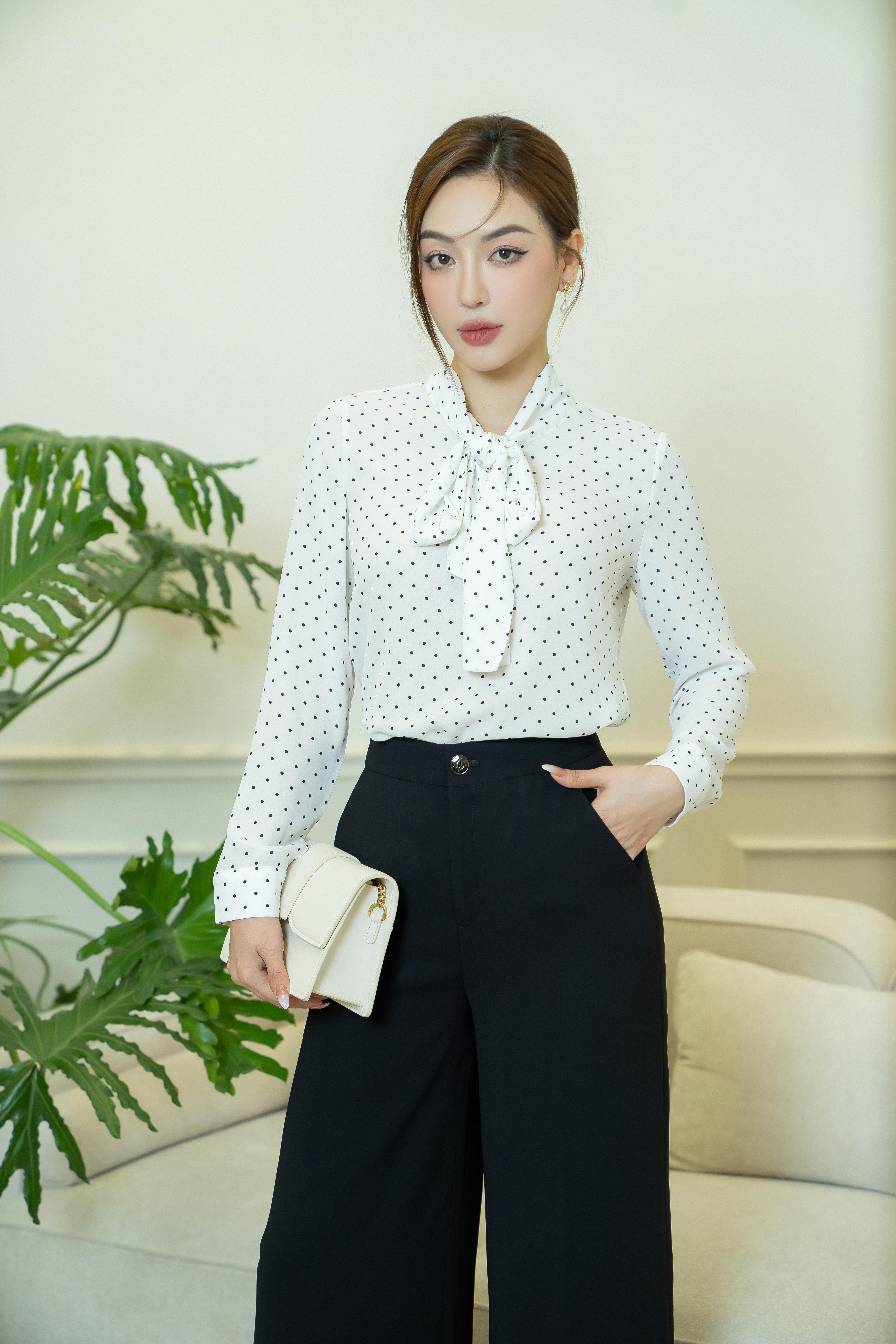 polka dot chiffon top