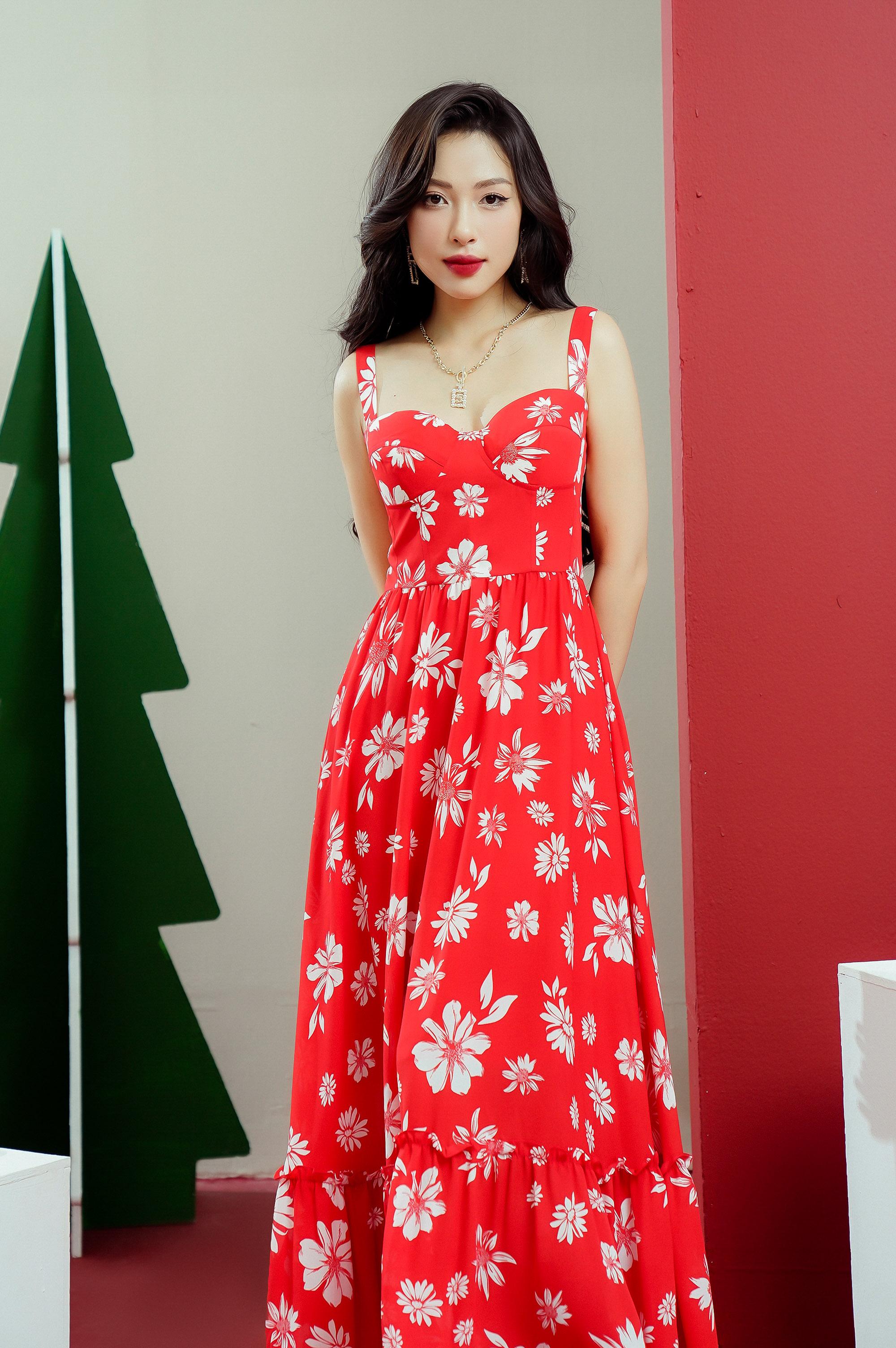 Váy Đầm - Floral Maxi Chiffon Dress