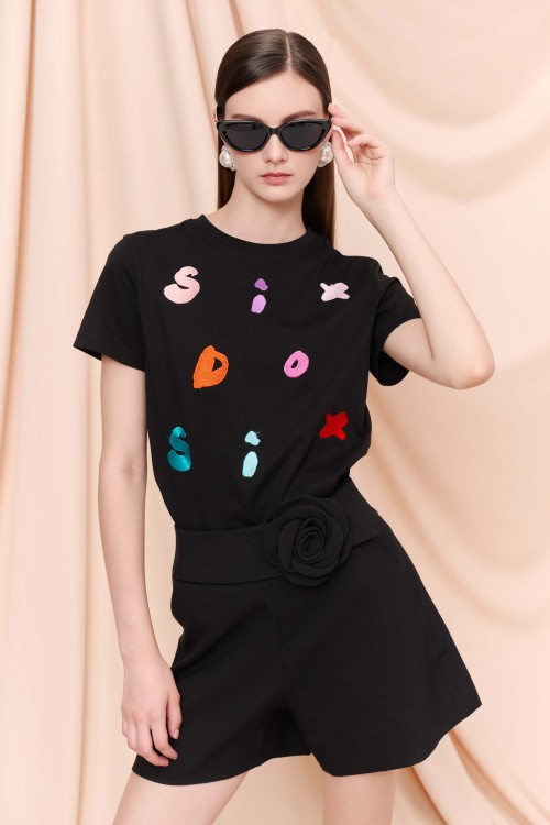 Sixdo Black Sixdo Embroidery Tshirt