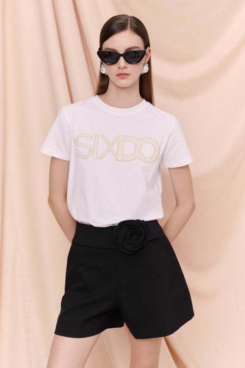 Sixdo Cream Sixdo Embroidery Tshirt