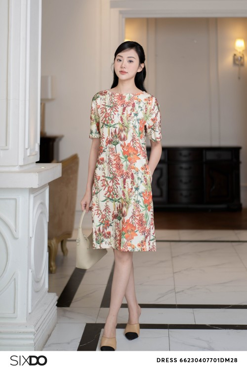 Cream Floral Mini Dress