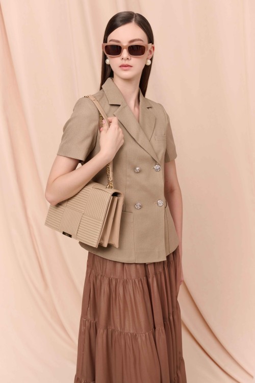 Yellowish Brown Short Sleeves Tuytsi Vest