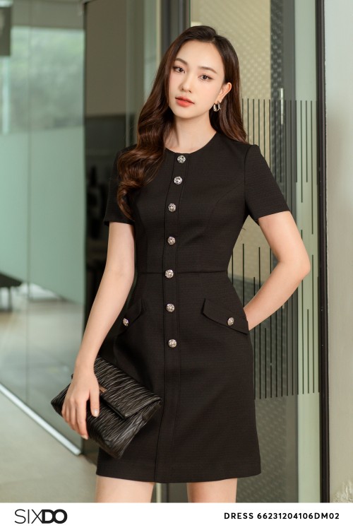 Black Woven Mini Dress