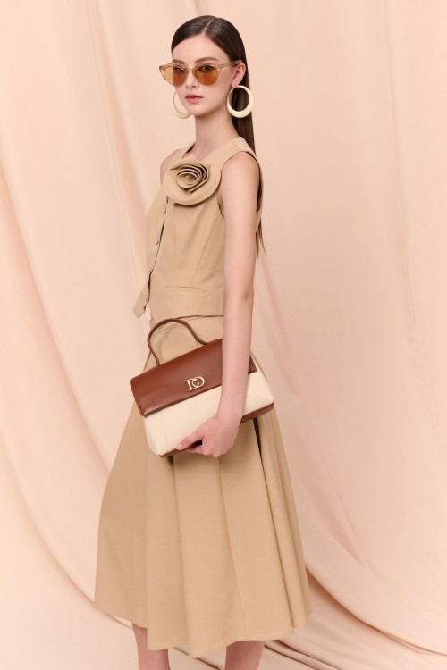 Sixdo Orangish Beige Tuytsi Flared Skirt