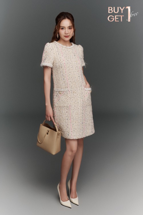 Begie Tweed Loose Dress