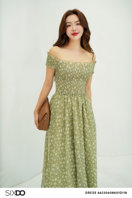 Sixdo Midi Sleeveless Voile Floral Print Dress