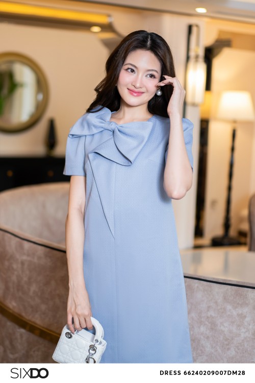 Sixdo Blue Grey Bow-tie Tuytsi Mini Dress