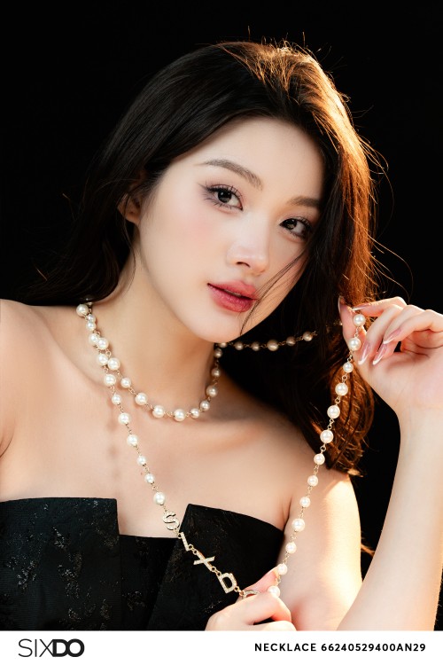 Sixdo Long Pearl Chain Necklace