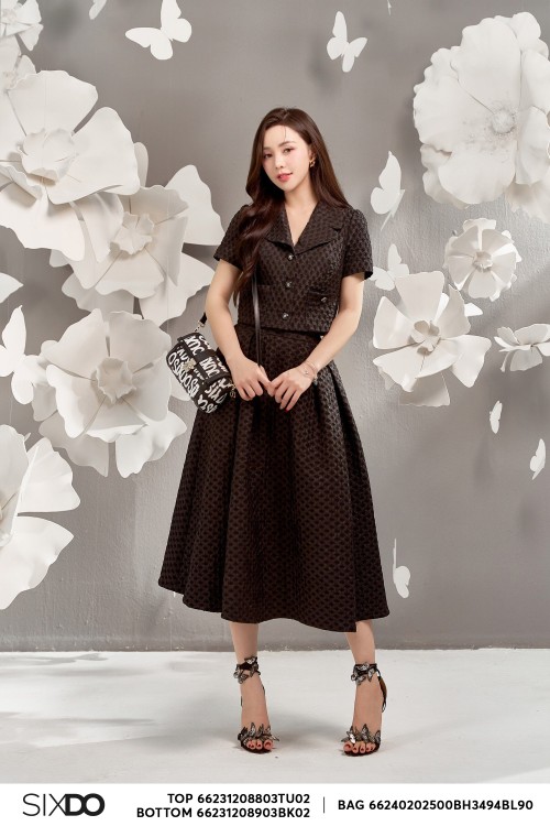 Black Woven Midi Skirt