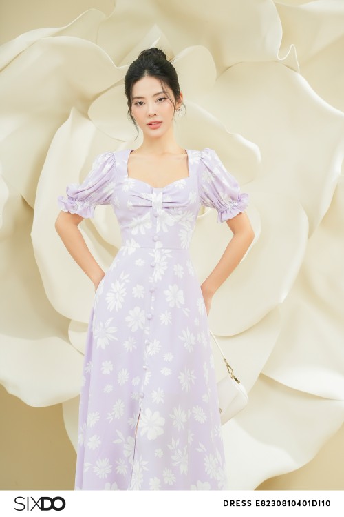 Sixdo Floral Midi Silk Dress 1