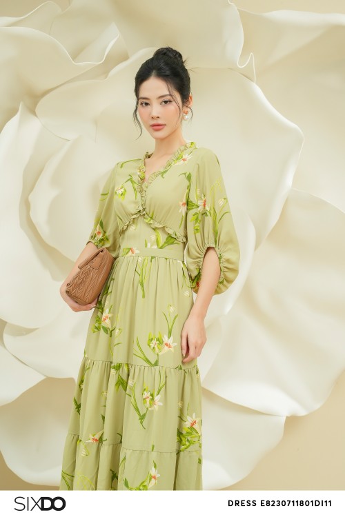 Sixdo Floral Midi Chiffon Dress 1