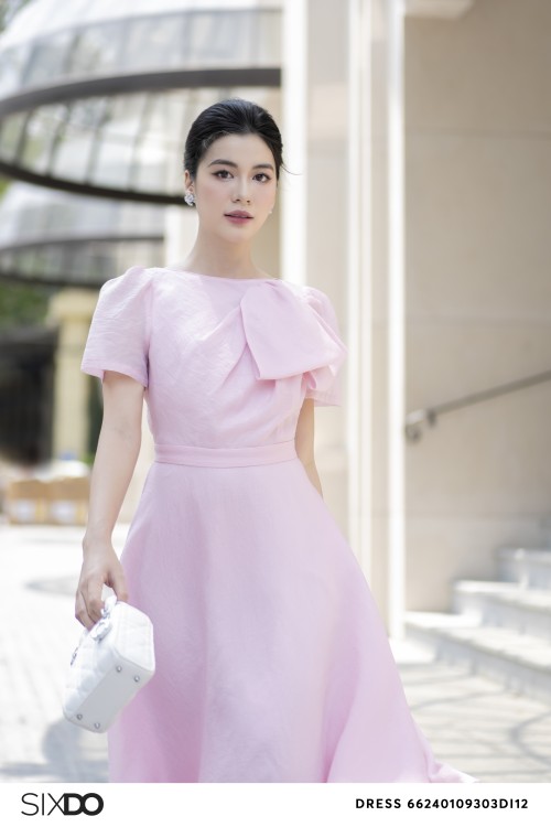 Sixdo Pink Organza Midi Dress