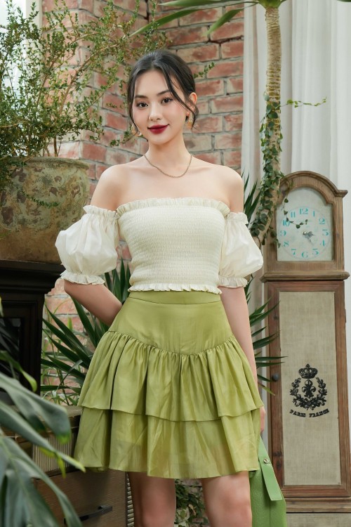 Sixdo Z-Green Nuggets Ruffled Mini Skirt (Chân váy)