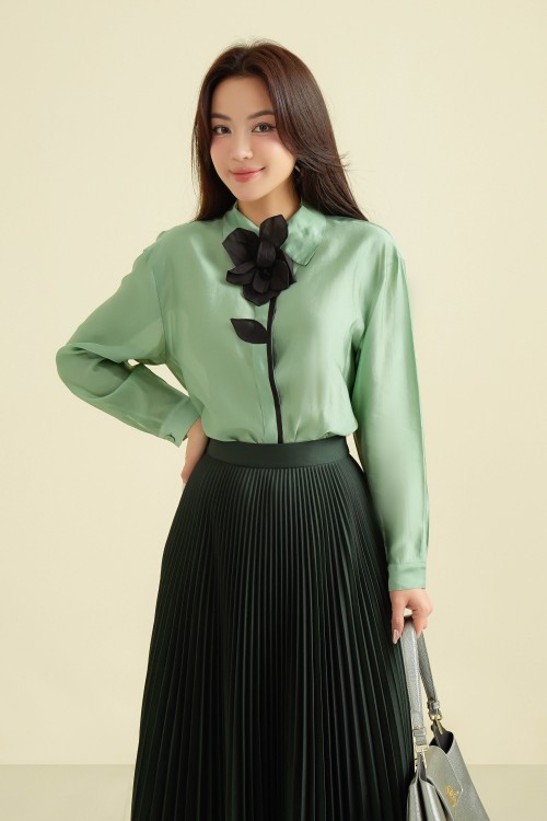 Sixdo Mint 3D Flower Organza Shirt