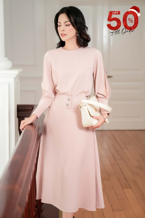 Light Pink Silk Flared Skirt