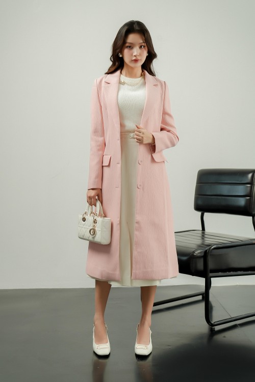 Light Pink Long Woven Coat