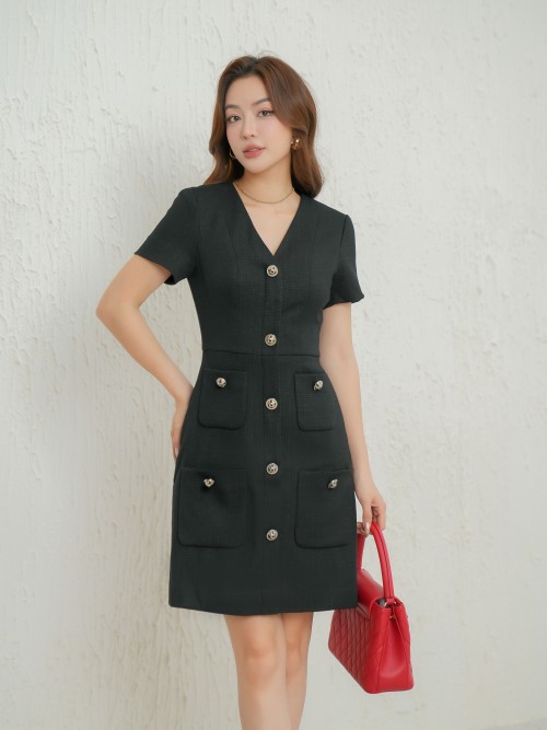 Black Mini Woven Dress