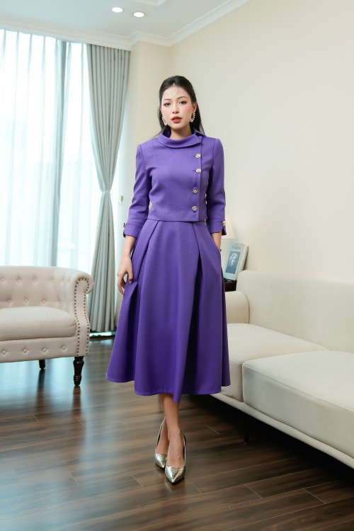 Light Purple Midi Raw Skirt