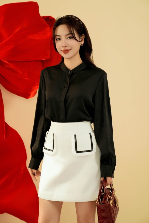 Black Long Sleeves Silk Shirt 4