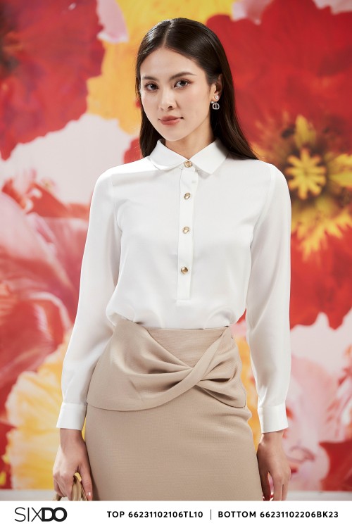 White Long Sleeves Silk Shirt