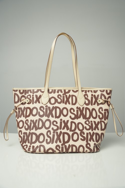 Brown And Beige Sixdo 2In1 Tote Bag