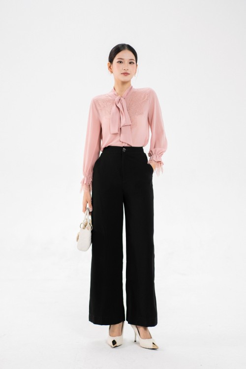 Light Pink Bowtie Chiffon Shirt