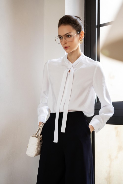 White Bow-tie Raw Shirt